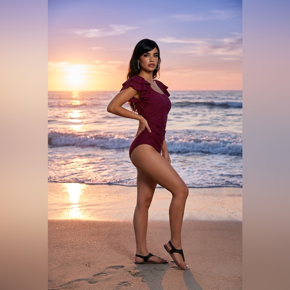 EoMENIE fuchsia pink  one piece, swimsuit, size medium  NWT